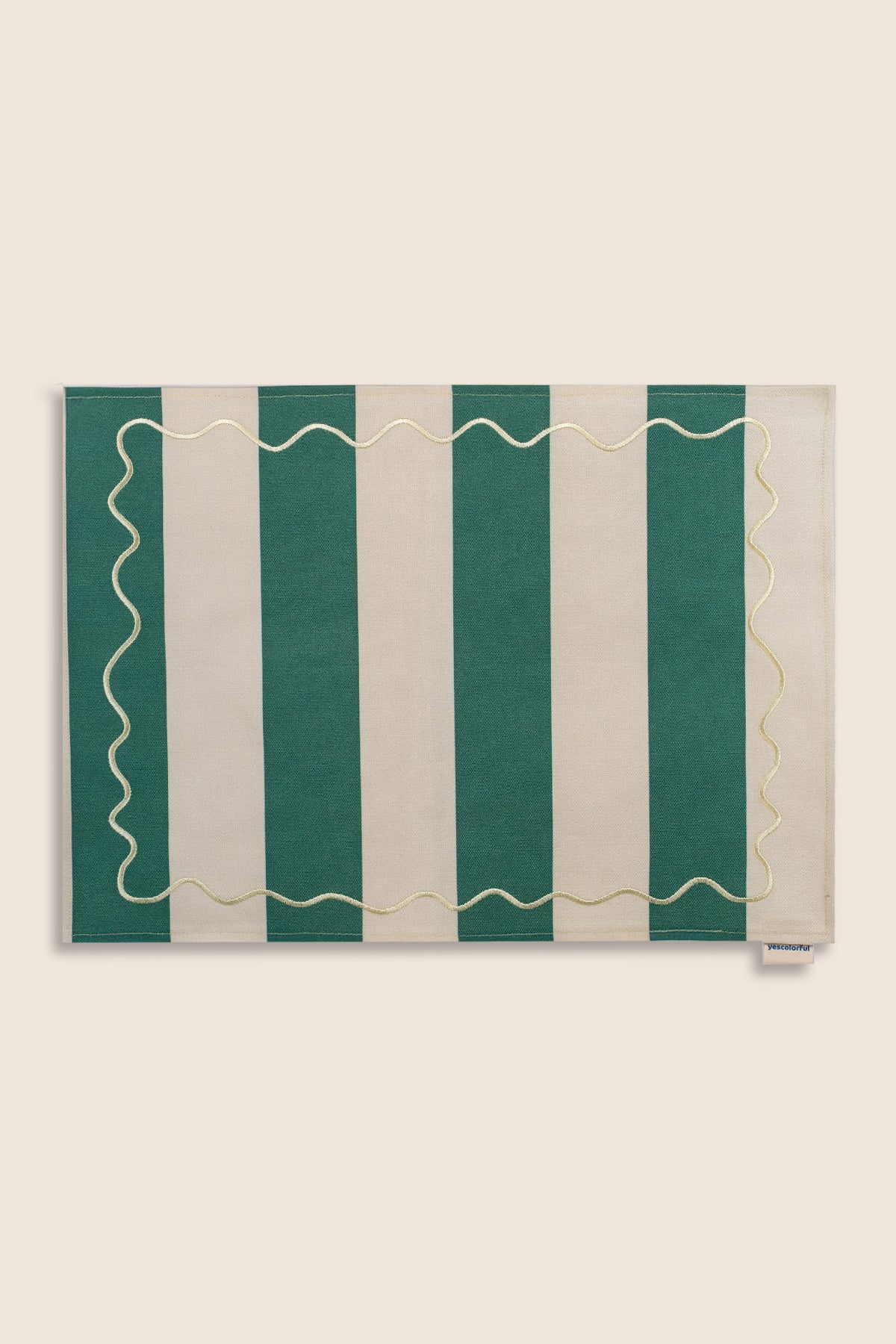 2’li Yeşil & Krem Çizgili Amerikan Servis – 35×50 cm