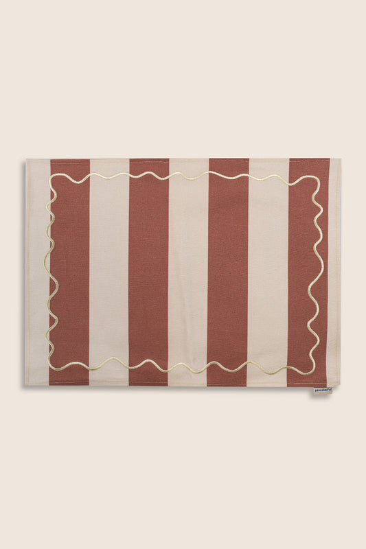 2’li Krem & Kahverengi Çizgili Amerikan Servis – 35×50 cm