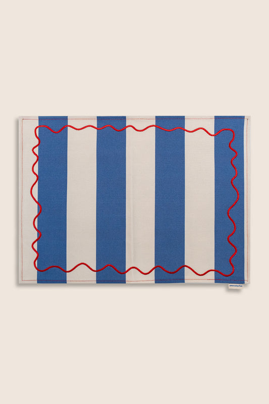 2’li Mavi & Krem Çizgili Amerikan Servis – 35×50 cm