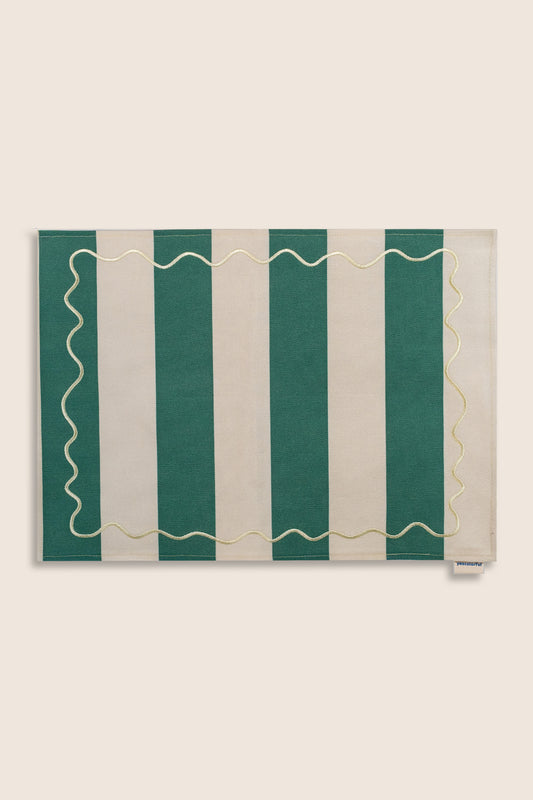 2’li Yeşil & Krem Çizgili Amerikan Servis – 35×50 cm